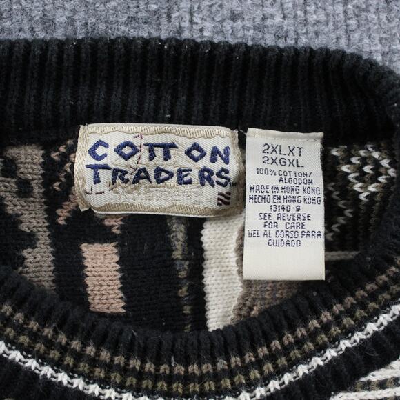 Vintage Cotton Traders Sweater Mens 2XL 3D Knit Geometric Textured Coogi Style - Picture 5 of 8